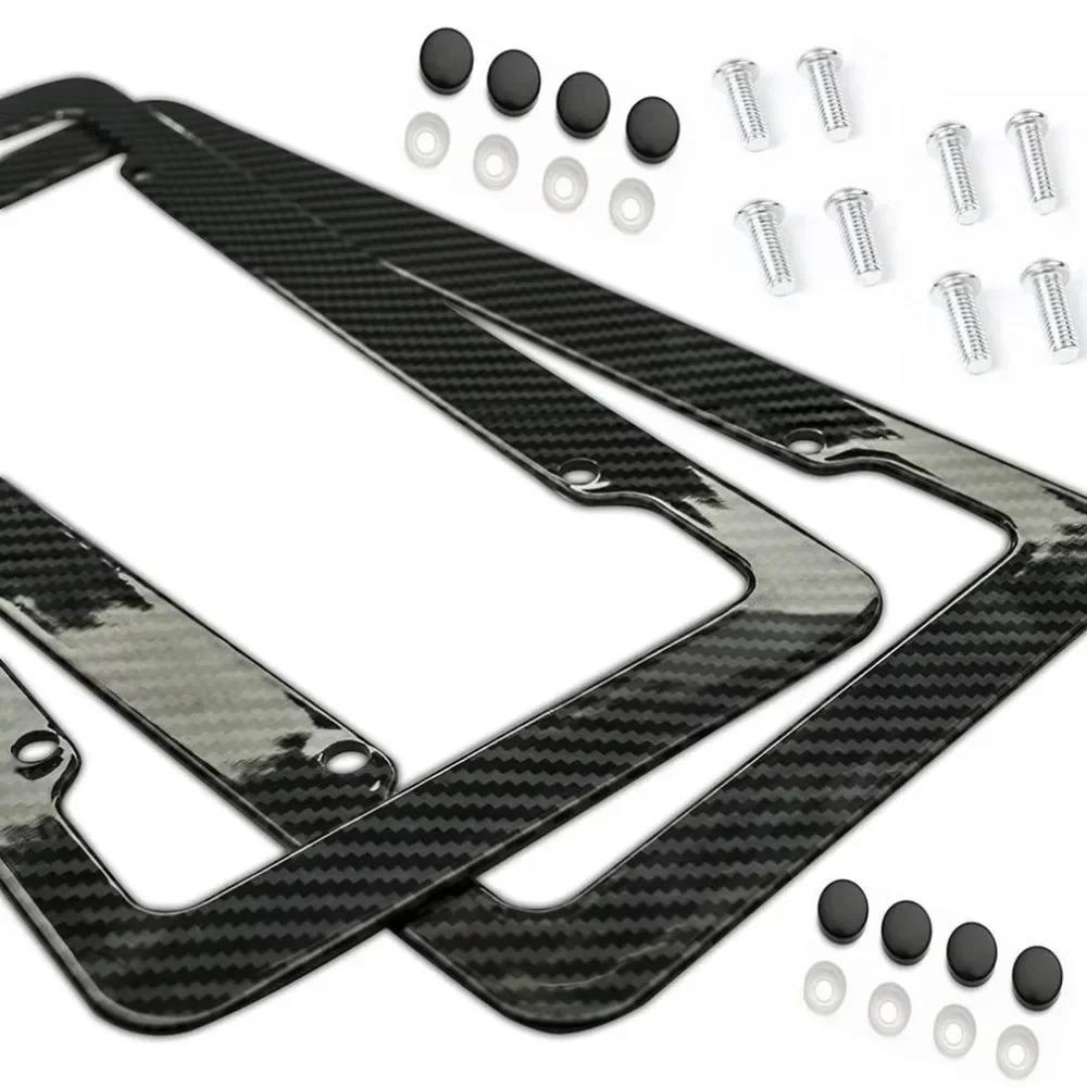 Number Plate Holder Carbon Fiber Car License Plate Frame Holder Car License Plate Frame Label Universal Auto Parts License Plate Covers Frames 6