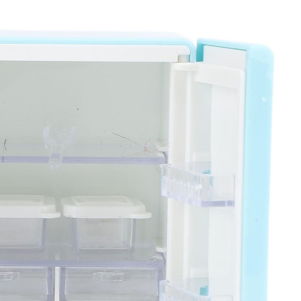 Dollhouse Miniature Fridge Model Dollhouse Kitchen Scene Accessories Realistic Double Door Refrigerator Toy for Doll House Pretend Play Sky Blue