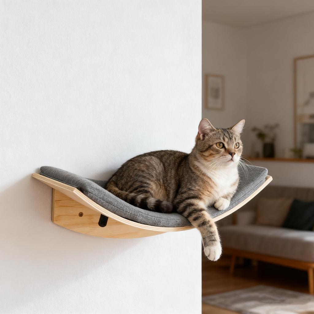 Cat Wall-Mounted Set with Hammock Stairs and Cat House Pet Furniture Accessory for Strolling and Play