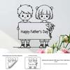Father's Day Cartoon Kids Static Cling Stickers – Simple Line Design for Fun Decor