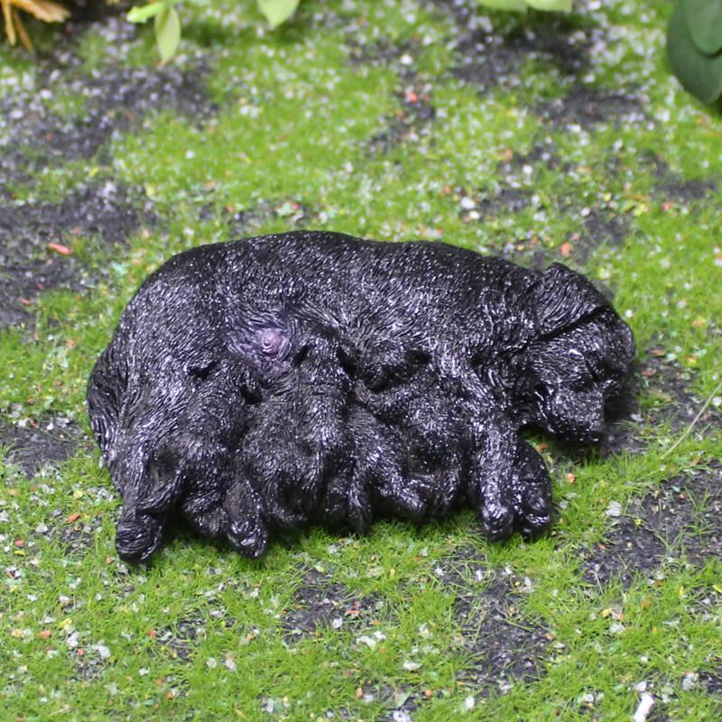 Miniature Animal Resin Set Labrador And Puppy Figurine Garden Decor Ornament