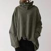 Women's Autumn and Winter High Collar Warm Loose Solid Color Weatshirt Fashion Casual Clothes Long Sleeve Pocket High Collar Size S-5XL