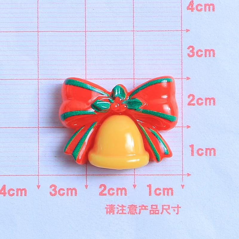 10PCS Resin Kawaii Colorful Gingerbread Man Snowman Bells Trees Flat Back Cartoon Christmas Figurines Scrapbook DIY Decor Crafts