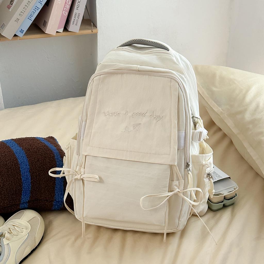 Schoolbag Large Capacity Solid Color Backpack Women's 1011 New High Value Cute Student Schoolbag Versatile Travel Backpack Tide