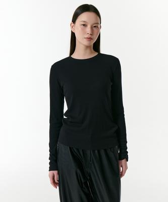MUSINSA STANDARD WOMAN Women'S Ribbed Slim Fit Long Sleeve T-Shirt [Black]