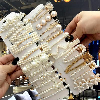 1Set di perle fatte a mano fermagli per capelli Pin per le donne Moda geometrica Fiore Barrettes Copricapo Ragazze Dolci Forcine Accessori per capelli