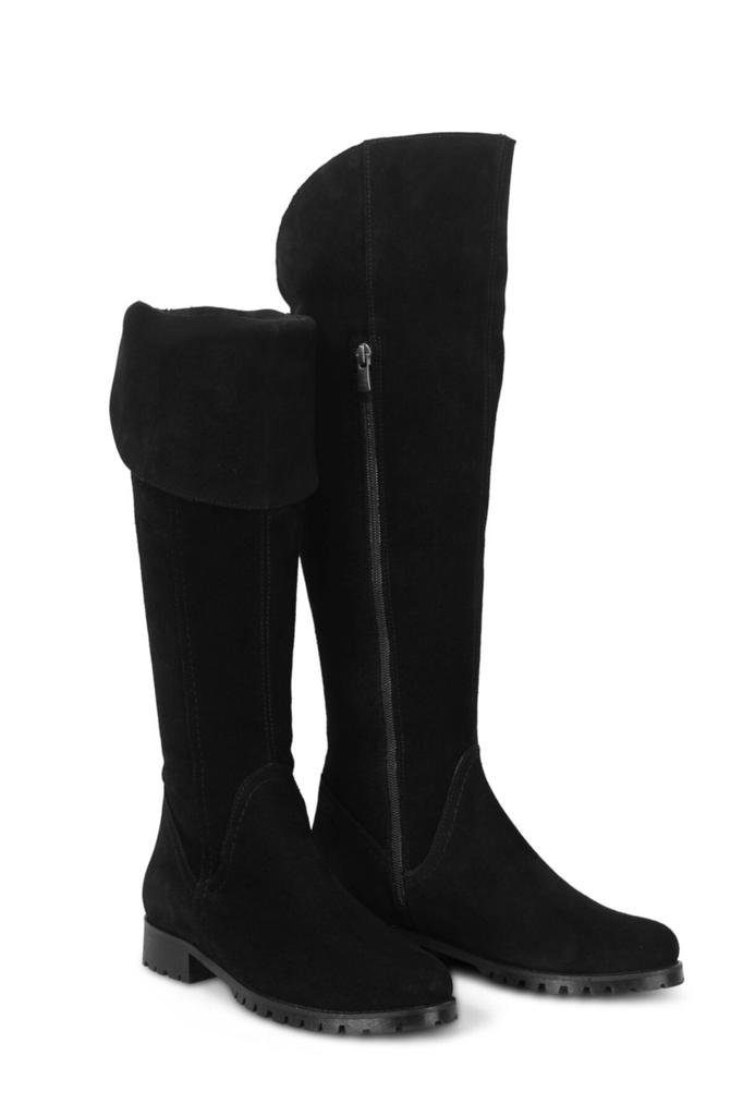 Cizme de modă elegantă și moderne pentru femei Ghete din piele naturală din piele intoarsa Cizme lungi bihter cu fermoar din piele intoarsa neagra pentru femei