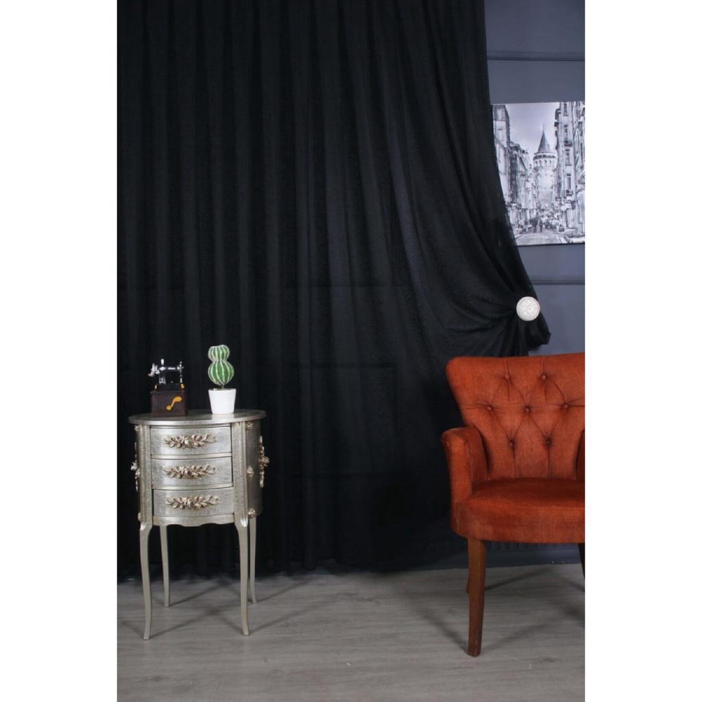 Sand Pattern - Black Knitted Tulle Curtain, 300 X 250cm, 1/3 Frequent Battery