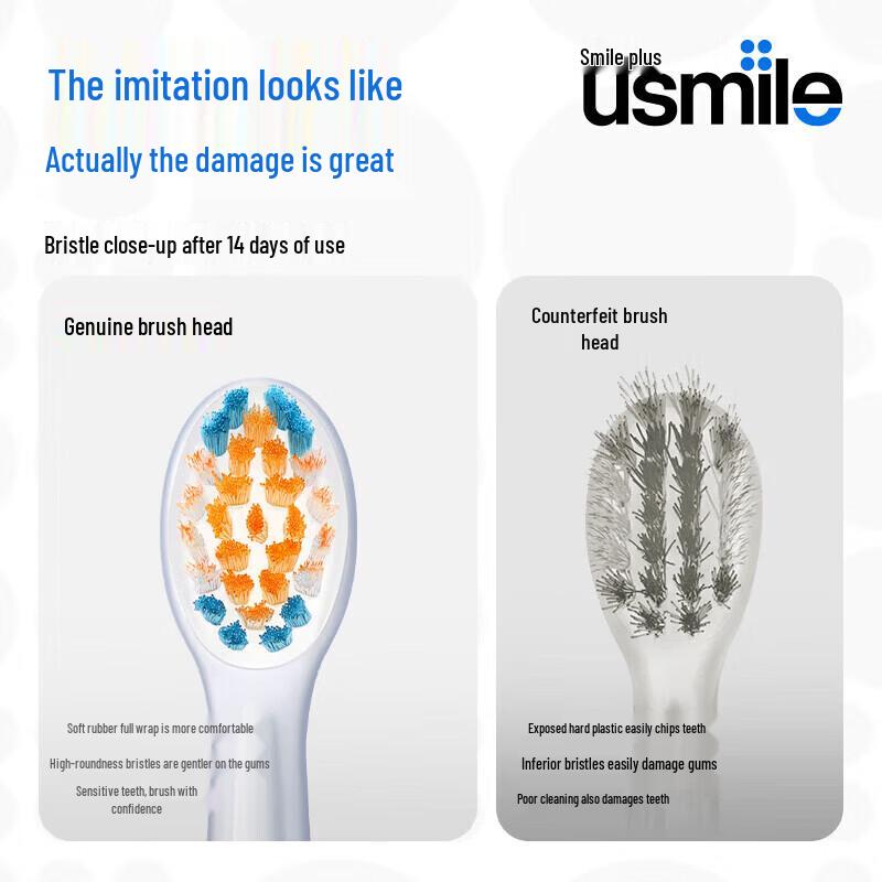 usmile Kids Electric Toothbrush Soft Bristle Replacement Heads CN plug (adapter included)