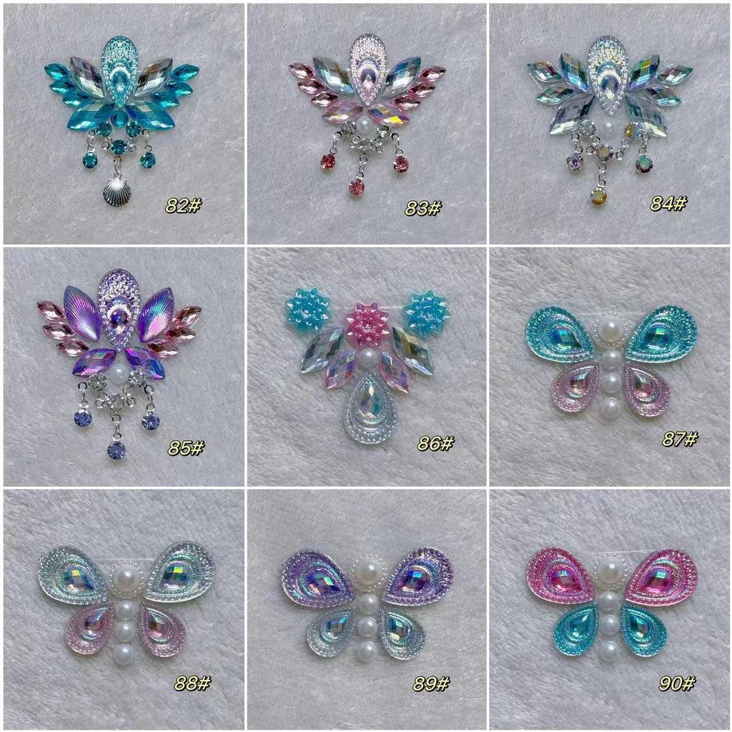 Self-Adhesive Children's Colorful Eyebrow Stickers for Stage Performance and Princess Makeup with Ancient Costume Style Tassels.