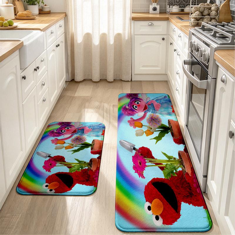 Sesame Street4 Flannel Kitchen Mat Christmas Soft Area Rug Non Slip Floor Carpet Home Decoration