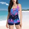 Ladies' Sexy Swimsuit With Suspender And Printed Two-piece Swimsuit Set
