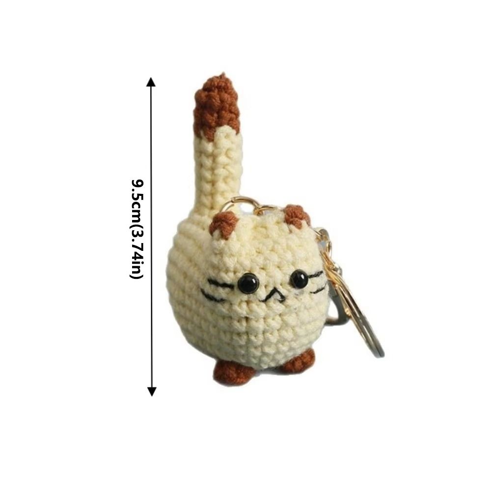 Handmade Handwoven Kitten Pendant Multi Color Animal Bag Charm Cat Key Ring  Gift Giving
