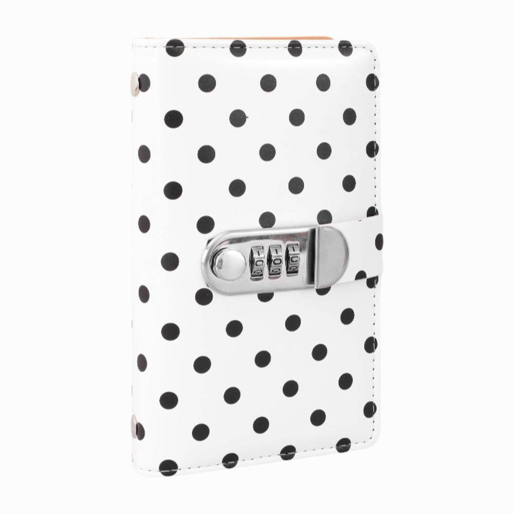 PU Leather Cash Savings Binder 100 Pockets Polka Dot Design Cash Envelope Savings Book with Combination Lock