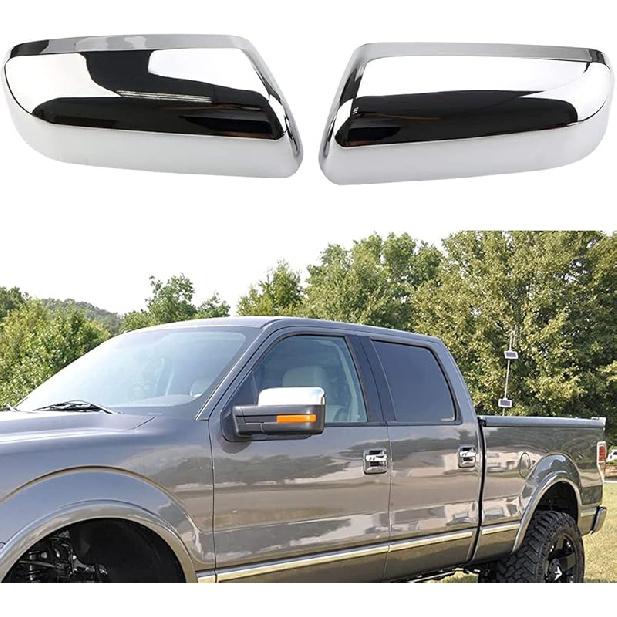 AUCERAMIC Chrome Plated Mirror Covers Caps Compatible With 2009-2014 Ford F150 2 Door 4 Door Side View Mirror Back Cover Cap Overlay