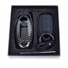 Car Key Case Cover with Key Chain 4 Sensitive Buttons Carbon Fiber Black Style Replacement For Teana Qashqai X‑Trail
