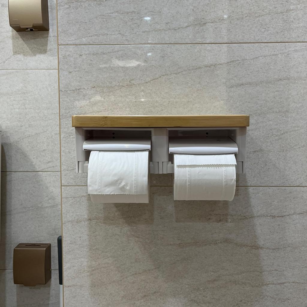 MTCLTC Bathroom Toilet Paper ABS Plastic Bamboo with Cutting Double with Easy Easy Decorative Compact Design Holder, & Wood, Function, DIY, Stylish,