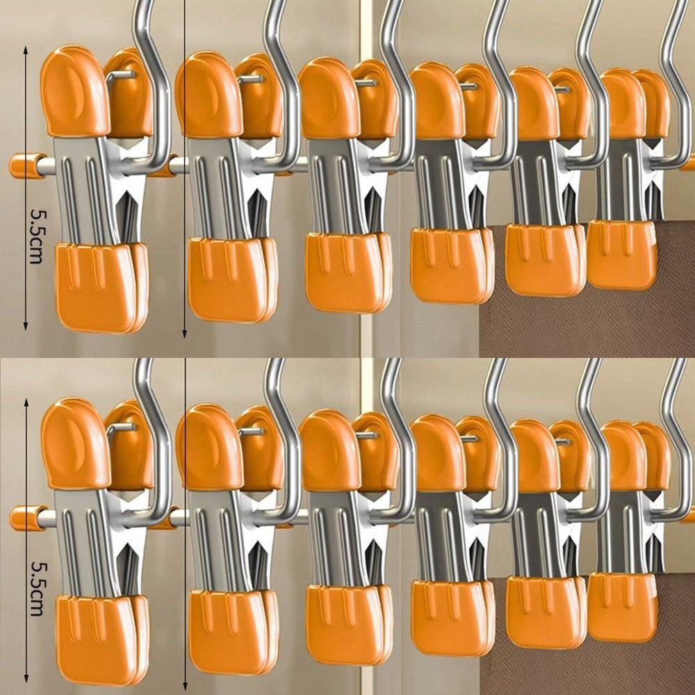 1/5/10PCS Windproof Stainless Steel Pants Clip with Hook Home Storage Rack  for Household