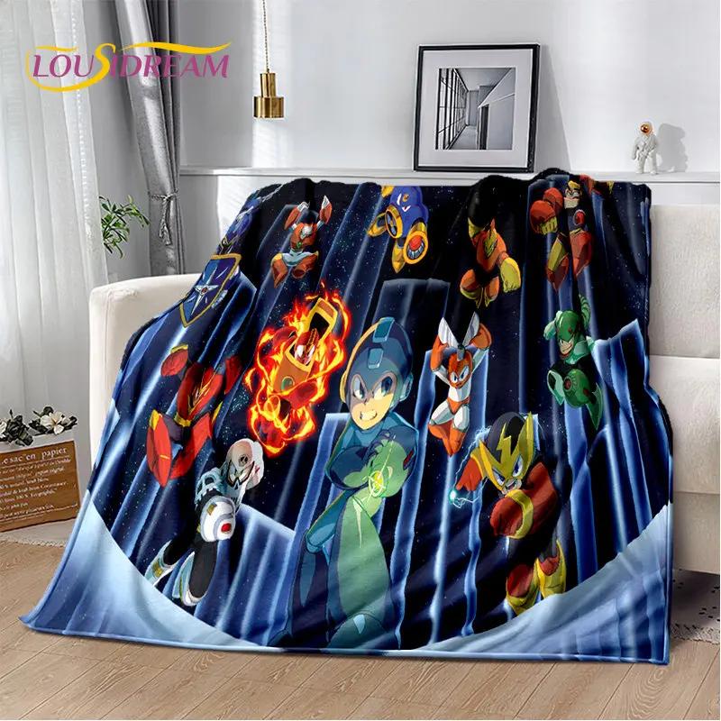 Rockman Megaman Game Cartoon Soft Plush Blanket,Flannel Blanket Throw Blanket for Living Room Bedroom Bed Sofa Picnic Cover Kids