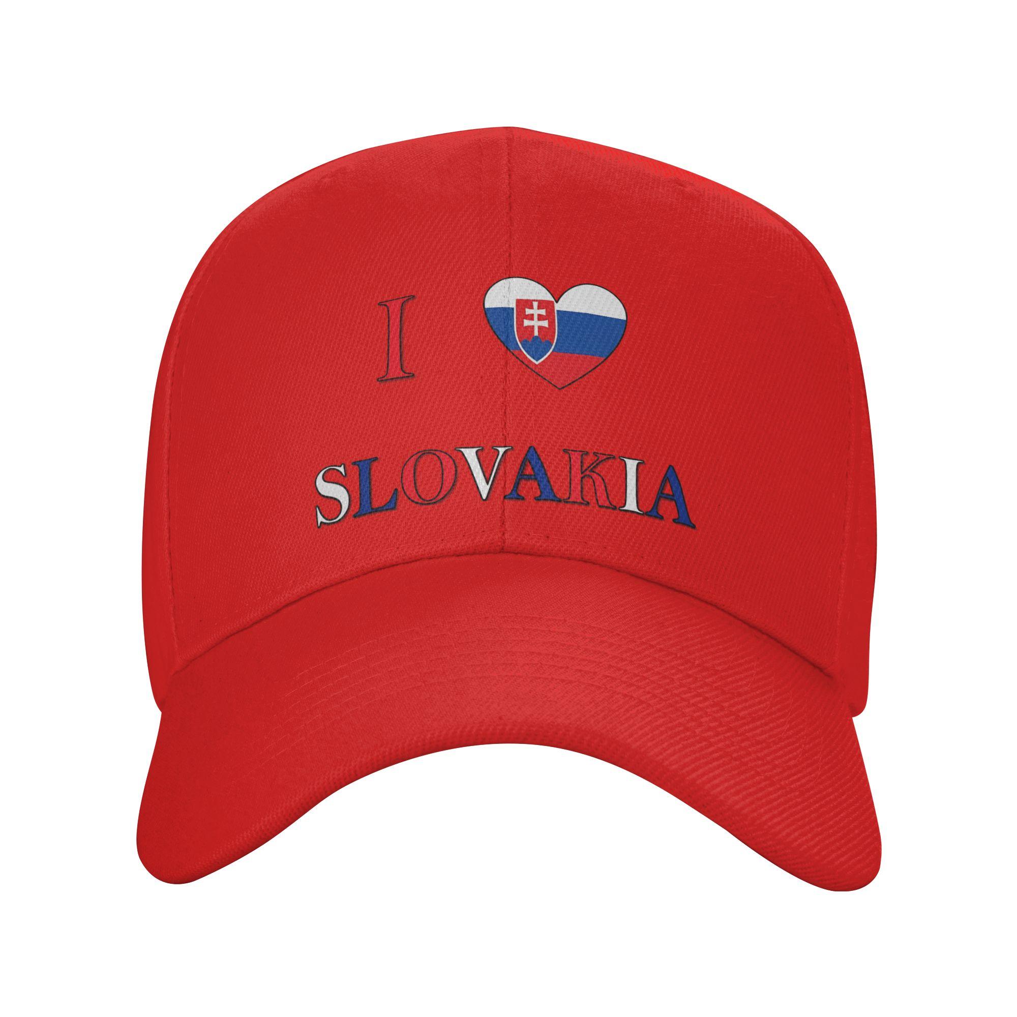 I Love Slovakia Sun Baseball Cap Summer Unisex Unisex Custom Logo Trucker Hat Hot Sale Fitted Retro Hunting Camping Baseball Caps One Size