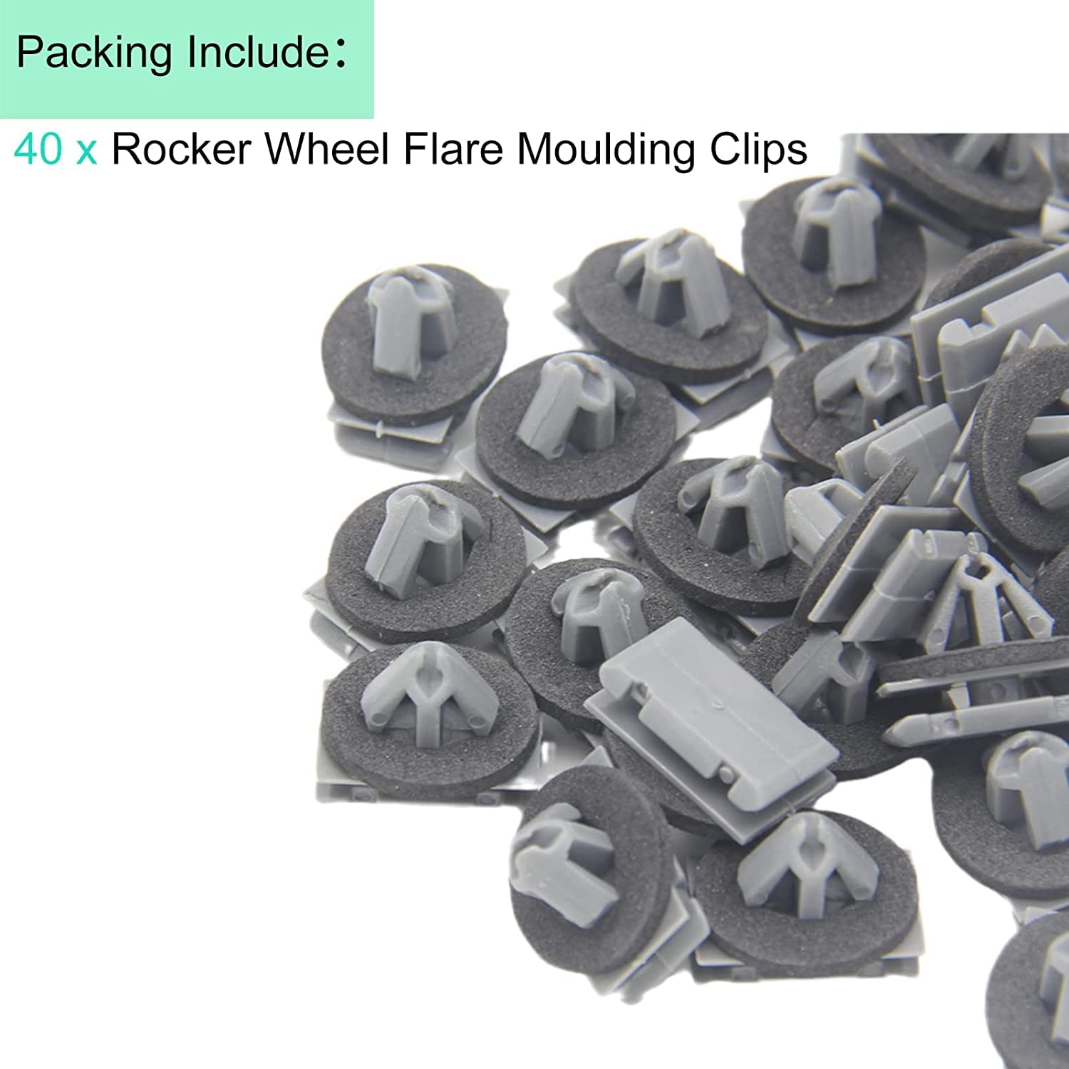68172491AA Fender Flare Clips (40PCS) Rocker Wheel Flare Moulding Clips Compatible with Jeep Grand Cherokee Compass Cherokee # 68271803AA 68395627AA