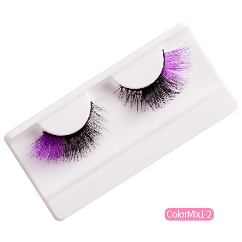 High Imitation Color Fried Hair Mink Hair False Eyelashes Grafted Eyelashes Dense Curled Eyelashes