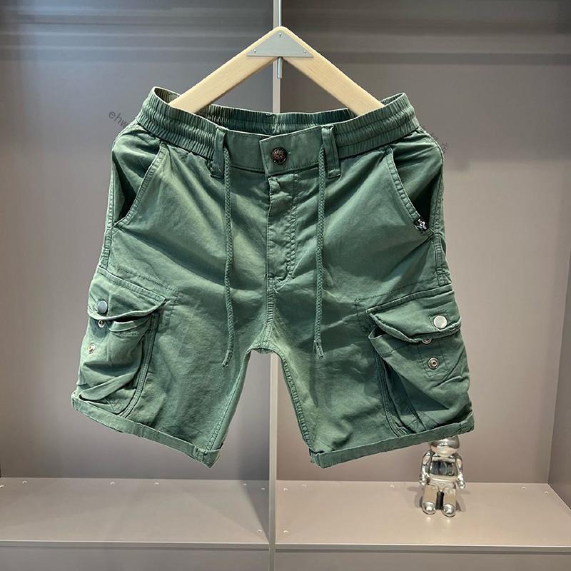 2025 Summer Men's Casual Stretchy Loose Workwear Shorts with Multiple Pockets, Five-Point Length.
