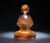 Collection Chinese Old Beijing Glaze Carved Exquisite Buddha Statue Amitabha Art