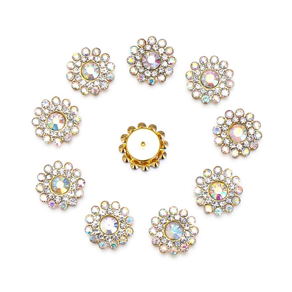 10PCS Sparkling Rhinestone Buttons Vintage Buttons For Apparel Sewing Pearl Hairpin Decoration DIY Jewelry Crafts Flower Buttons