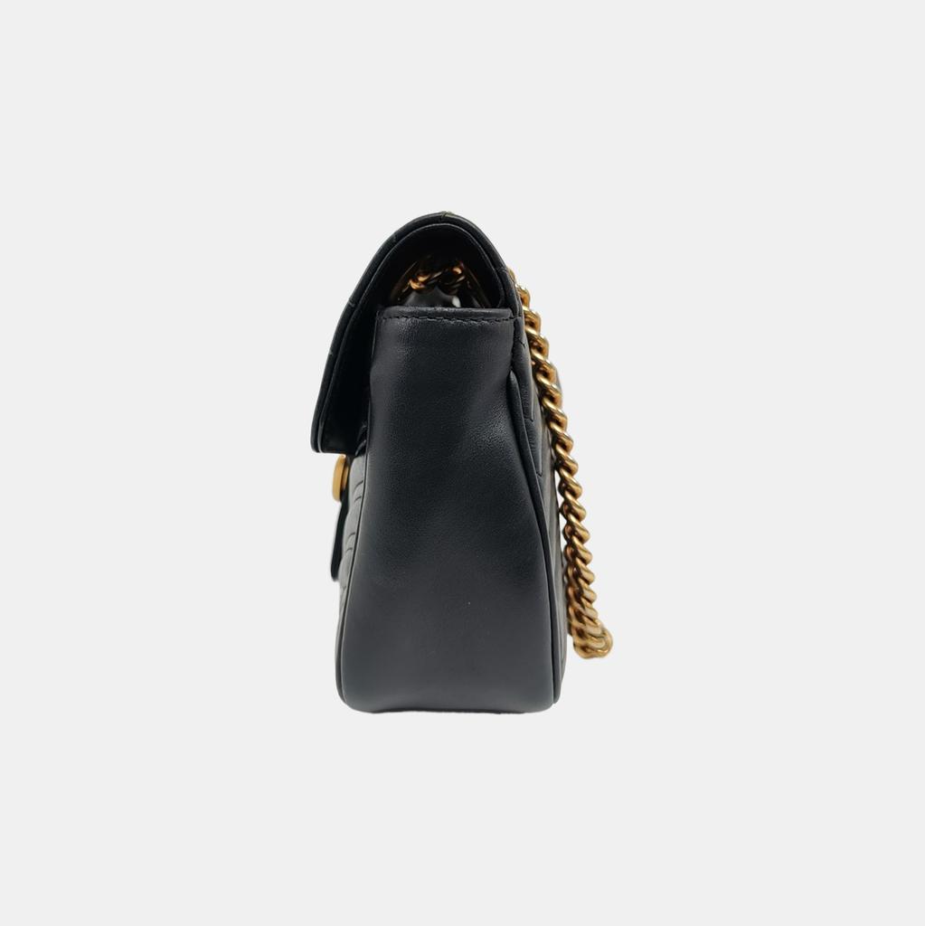 [Pre-Owned] Gucci GG Marmont Small Matelassé Shoulder Bag 'Black' - Good #YYN34G