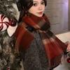 New American Style Plaid Warm Scarf for Women in Autumn and Winter Splicing Casual Scarf for Men Imitation Cashmere Versatile Shawl