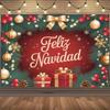 Winter Christmas Background Banner Spanish Christmas Party Decoration Xmas Tree Santa Claus Backdrop Supplies Photography Props