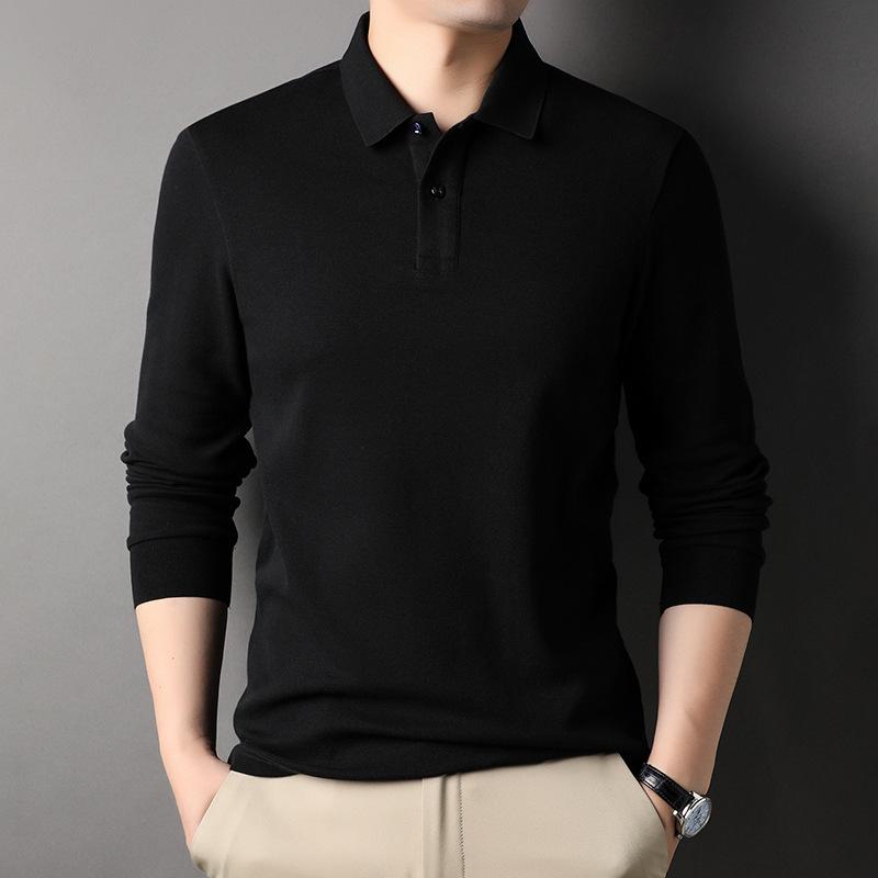 Fall Men's Long Sleeve Polo Shirt Men's Fashion Casual New Style Lapel Cotton Solid Color Men's T-shirt