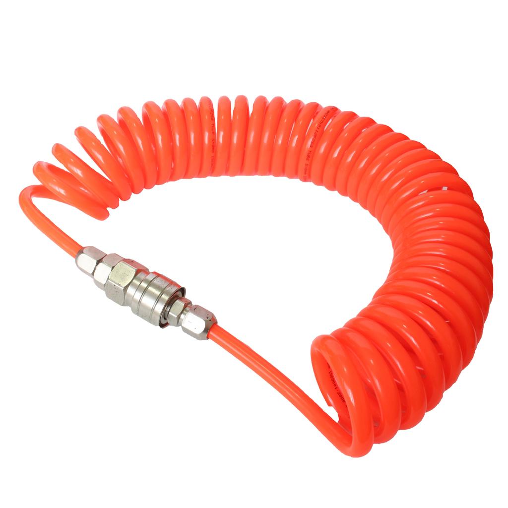 15M Polyurethane Recoil Air Hose With Air Fittings Connector, Lightweight PU Air Compressor Hose Pneumatic Spring Spiral Hose