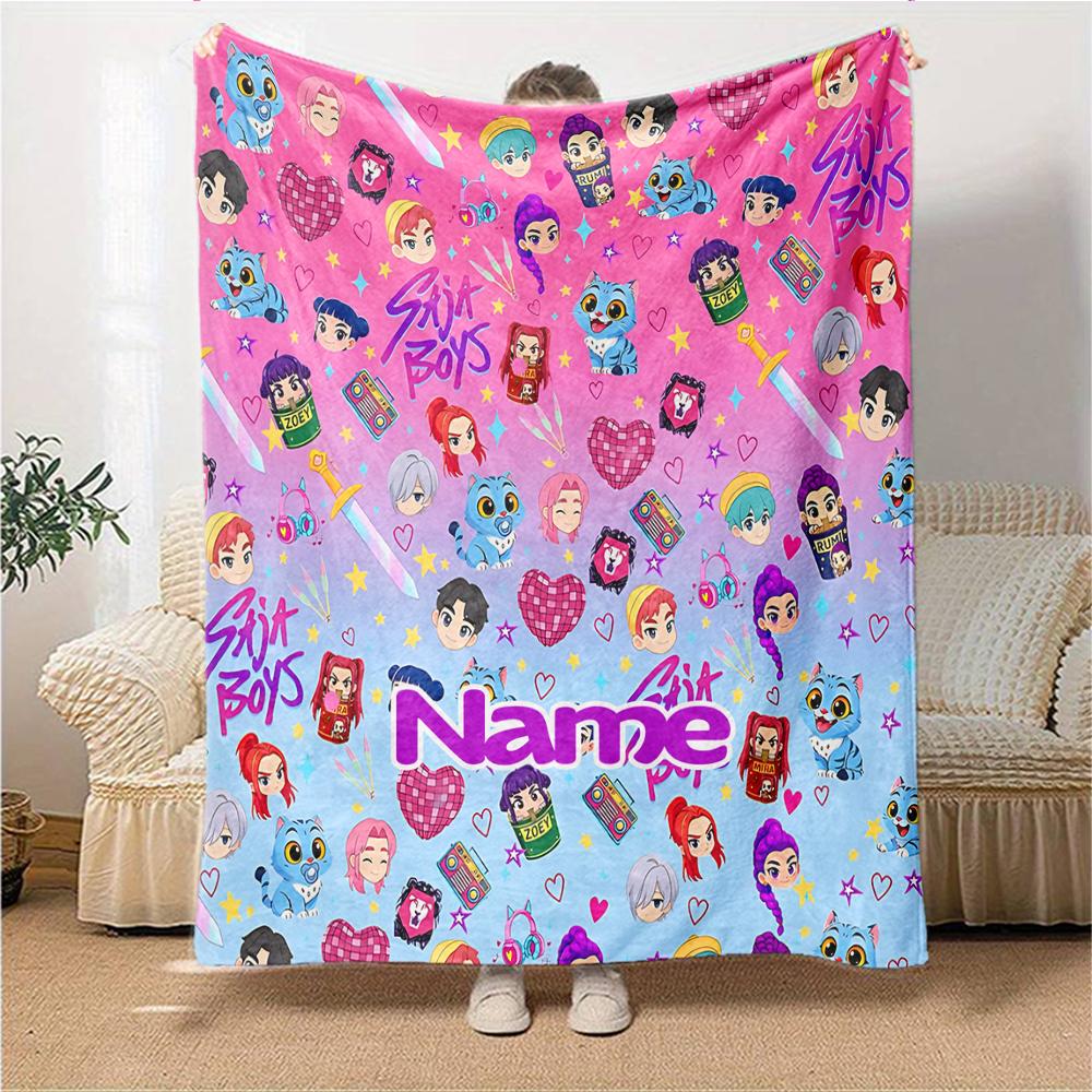Custom Name Superhero Squad Adventure Blanket for Couch & Bed, Plush Cozy Fuzzy Blanket Super Soft & Warm Blankets for Fall and Winter. 090830