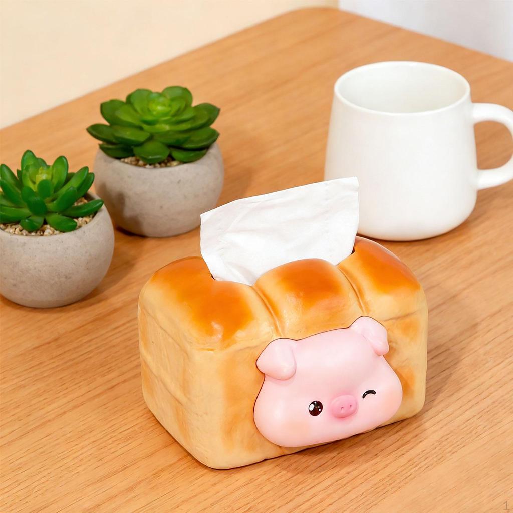 Tissue Box Cover Dispenser Gift Toast Shape Napkin Holder Paper for Office Desk Night