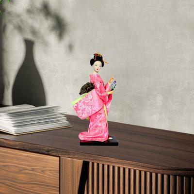 Japanese Kimono Doll Collectible Statue Desktop Ornament Figurine, Lady Statuette for Entrance