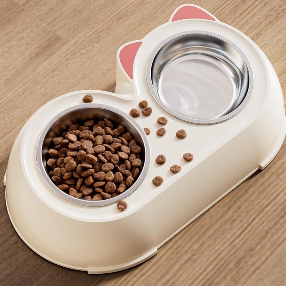 Non-Skid Base Pet Double Bowls Plastic Pet Water Feeder Cat Food Water Bowls  For Cats Dogs