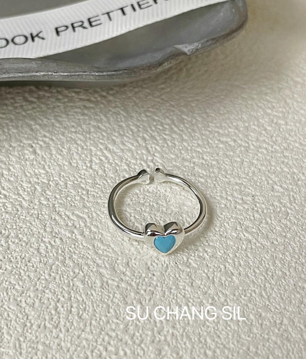 S925 Sterling Silver Sweet Heart Rhinestone Open Ring, Korean-Inspired Index Finger Ring for Women Adjustable Open