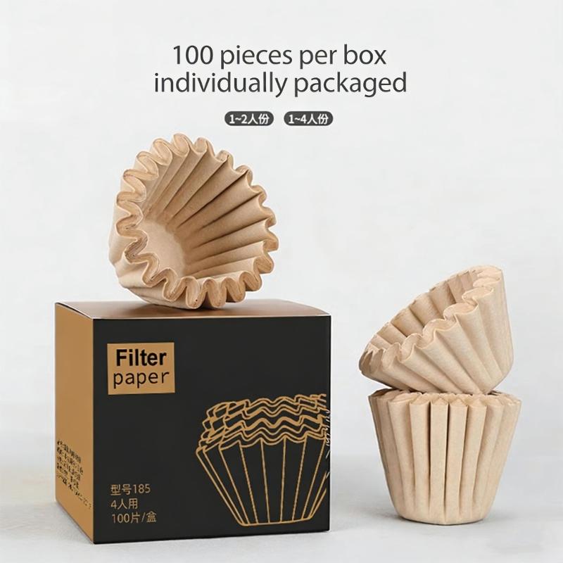 Pack Of 100 Pouring Over Coffee Filter Paper for Coffee Dripper Unbleached Filter Sheets For Home Brewing