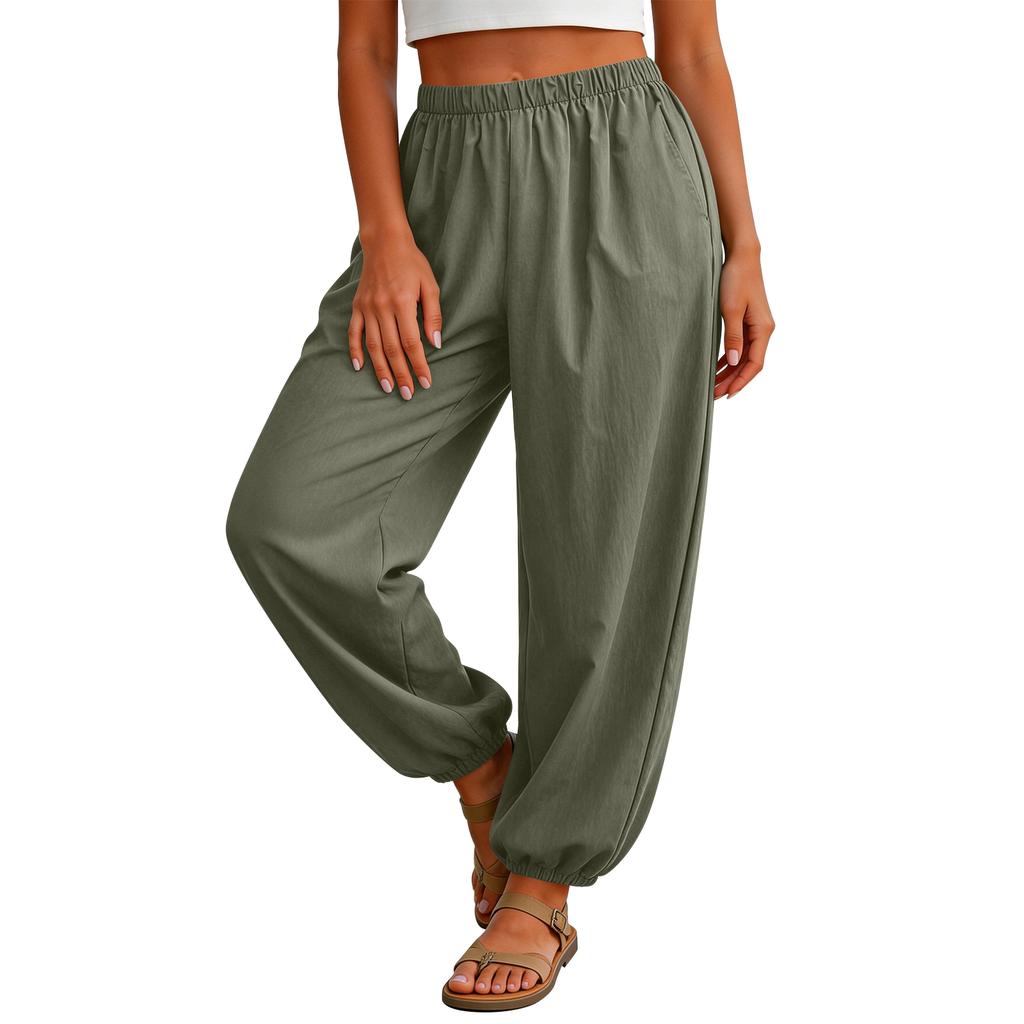 Damen locker lässige Hose – Schnelltrocknende Cargohose mit Kordelzug