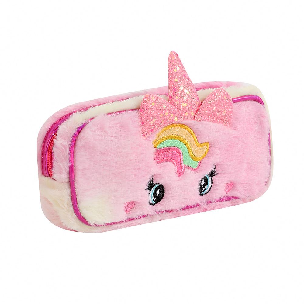 Furry Pencil Holder Adorable Cute Pencil Case Cartoon Stationery Bag Soft Plush Pencil Bag For Stationery Storage School