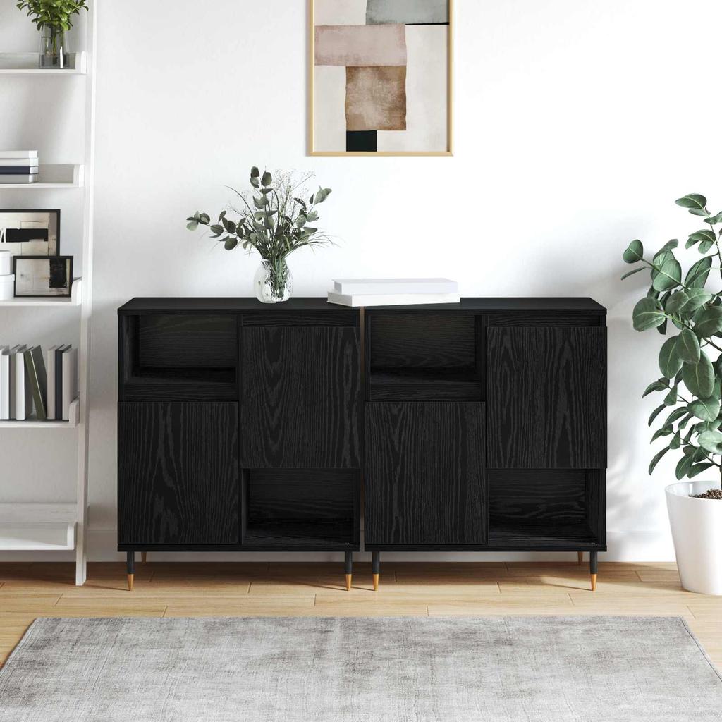 Sideboards 2 Pcs Black Oak Effect