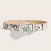 Printed PU Leather Waistband Flower Retro Waistband Adjustable Floral Belt  Outdoor