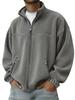  Fall Winter Men's American Style Stand Collar Zip Up Hoodie Casual Jacket Fleece Lined Warm Pullover