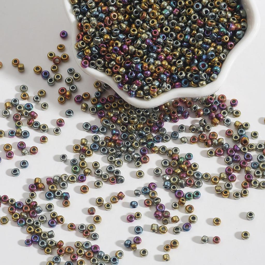 2/3/4mm Metal-Colored Glass Rice Beads for DIY Jewelry Making