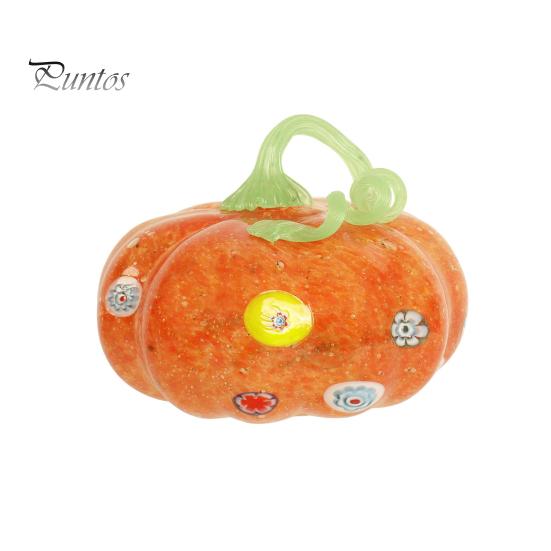 Cute Autumn Centerpiece Mini Hand Blown Glass Pumpkin Ornament, Collectible Thanksgiving Halloween Decoration Faux Crystal Hanging for Fall,