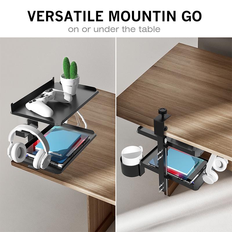 3 -Tier Multifunctional Desk Side Storage Rack Organize Your Workspace Effortlessly Adjustable Desktop Expansion Stand Cup Holde
