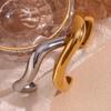 18K Gold-Plated Stainless Steel Wave Open Bangle for Women