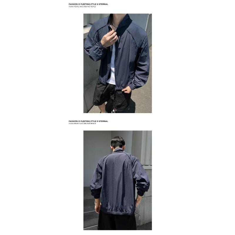 Mens American High Street Thin Breathable Upf50 Sunscreen Deconstructed Splicing Open Front Jacket